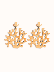 Wooden coral-shaped earrings on a white background. Perfect gift for scuba friends