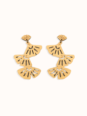 3 LEAVES GINKGO TREE DROP EARRINGS | KIKORA