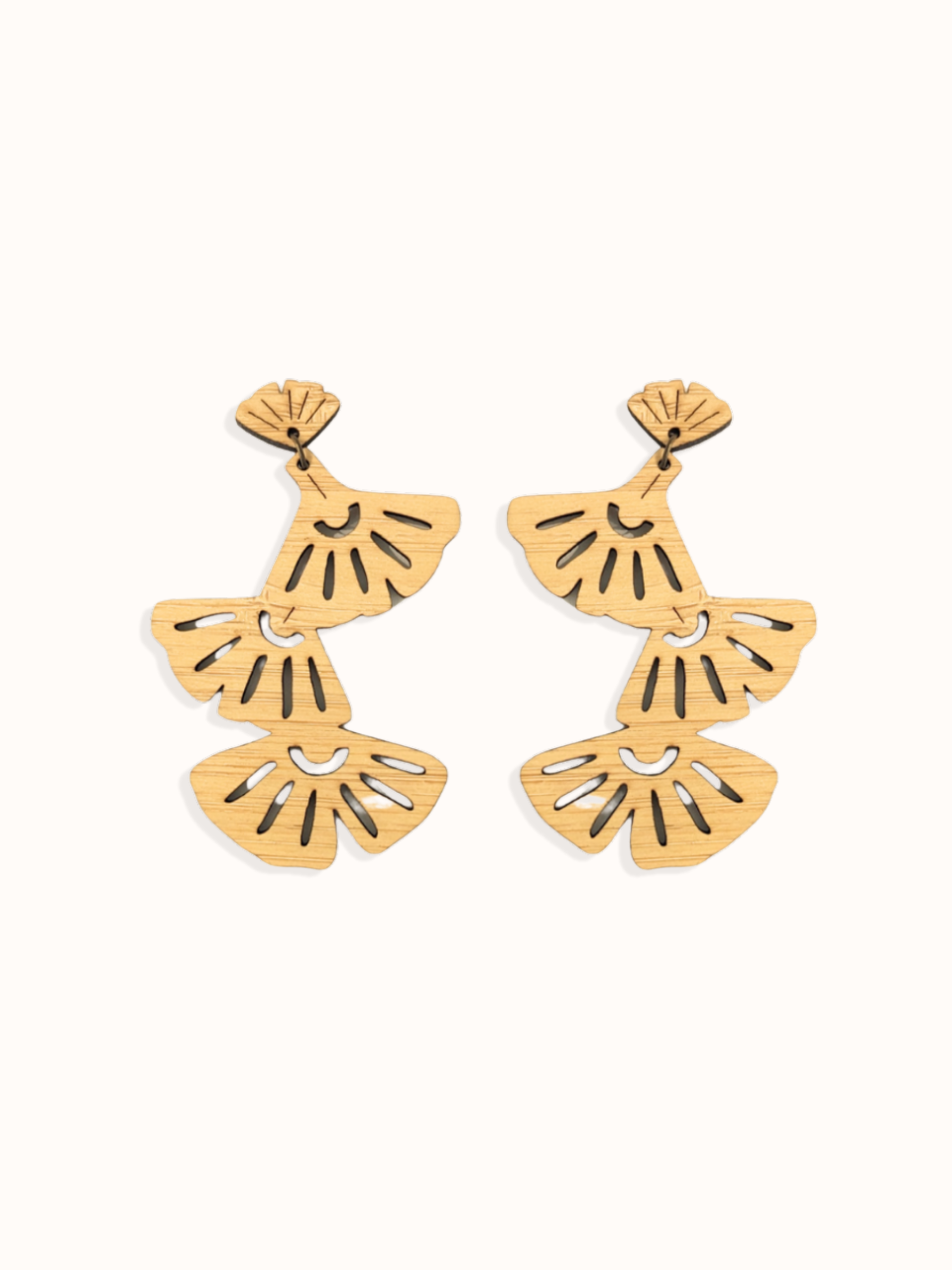 3 LEAVES GINKGO TREE DROP EARRINGS | KIKORA