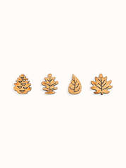 LEAF STUD EARRINGS SET - 4 PACK