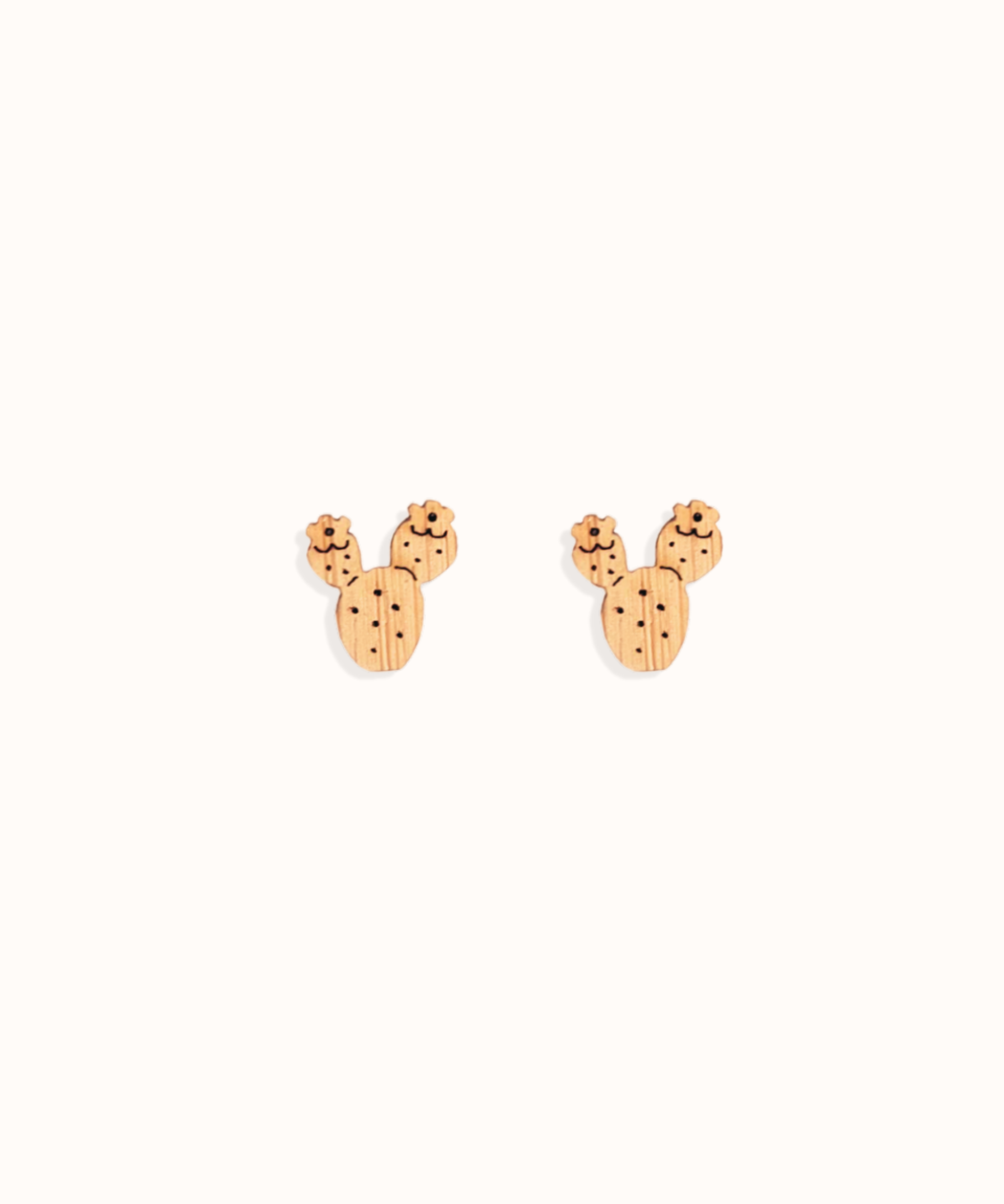 Prickly Pear Bamboo Earrings on a white background
