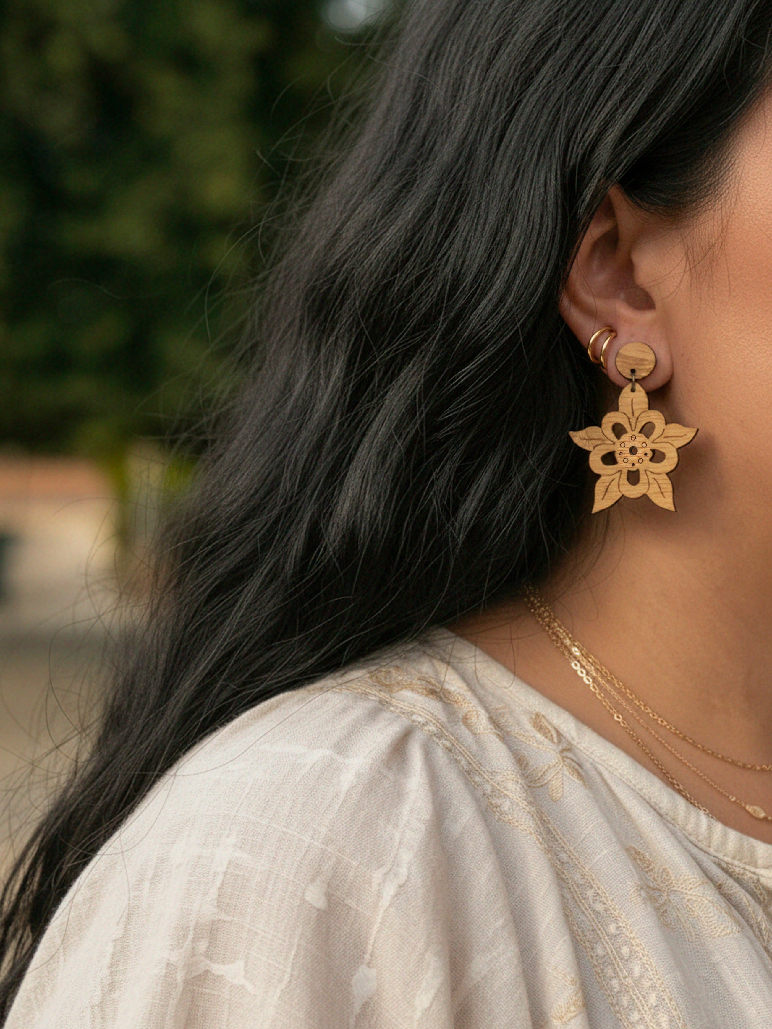 COLUMBINE FLOWER DROP EARRINGS