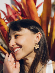 SMALL HIBISCUS FLOWER DANGLE EARRINGS | MAUI