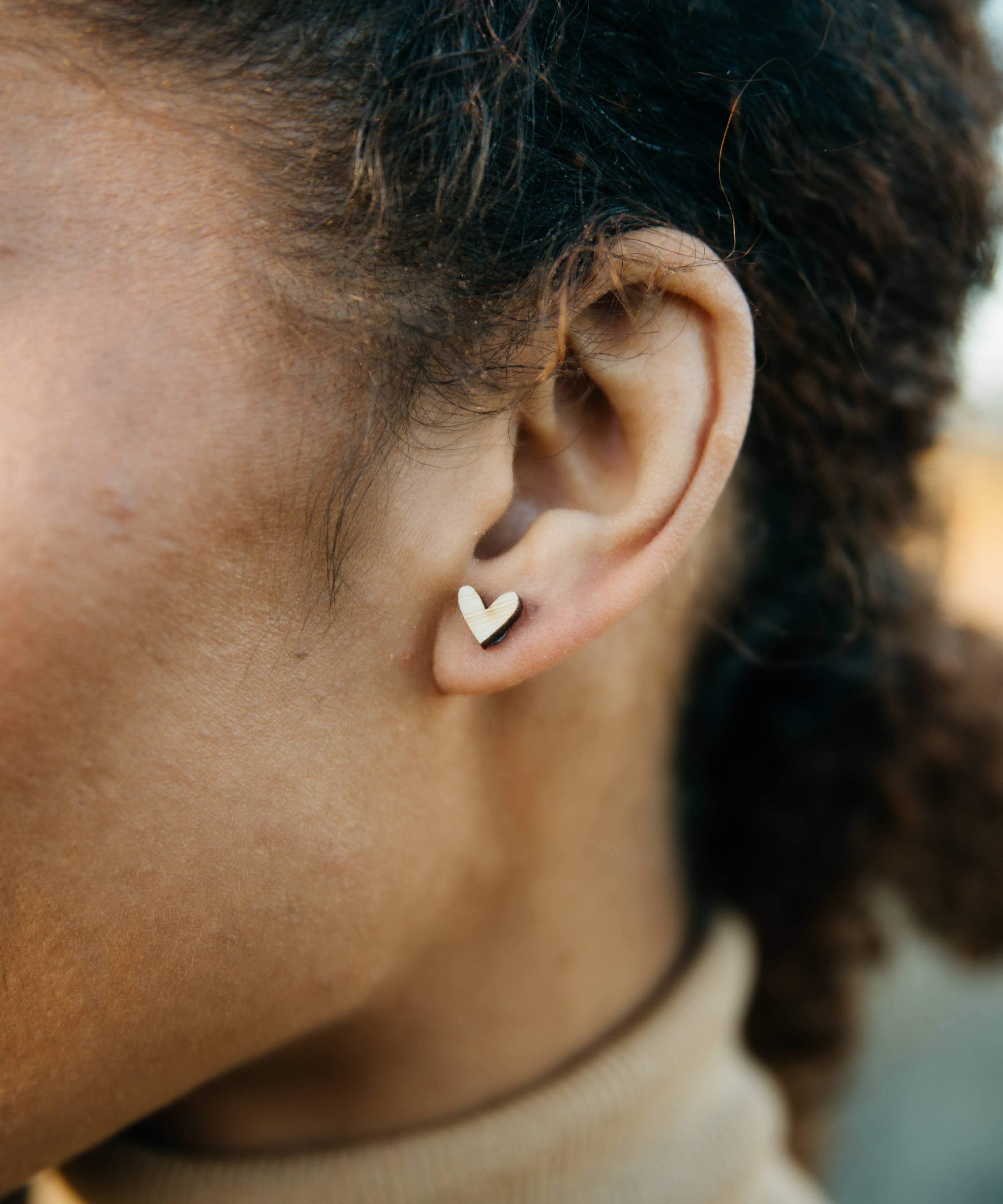 heart bamboo earrings, hypoallergenic