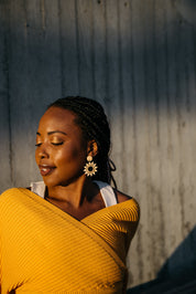 LARGE SUNFLOWER CUT-OUT DROP EARRINGS | LEANORE