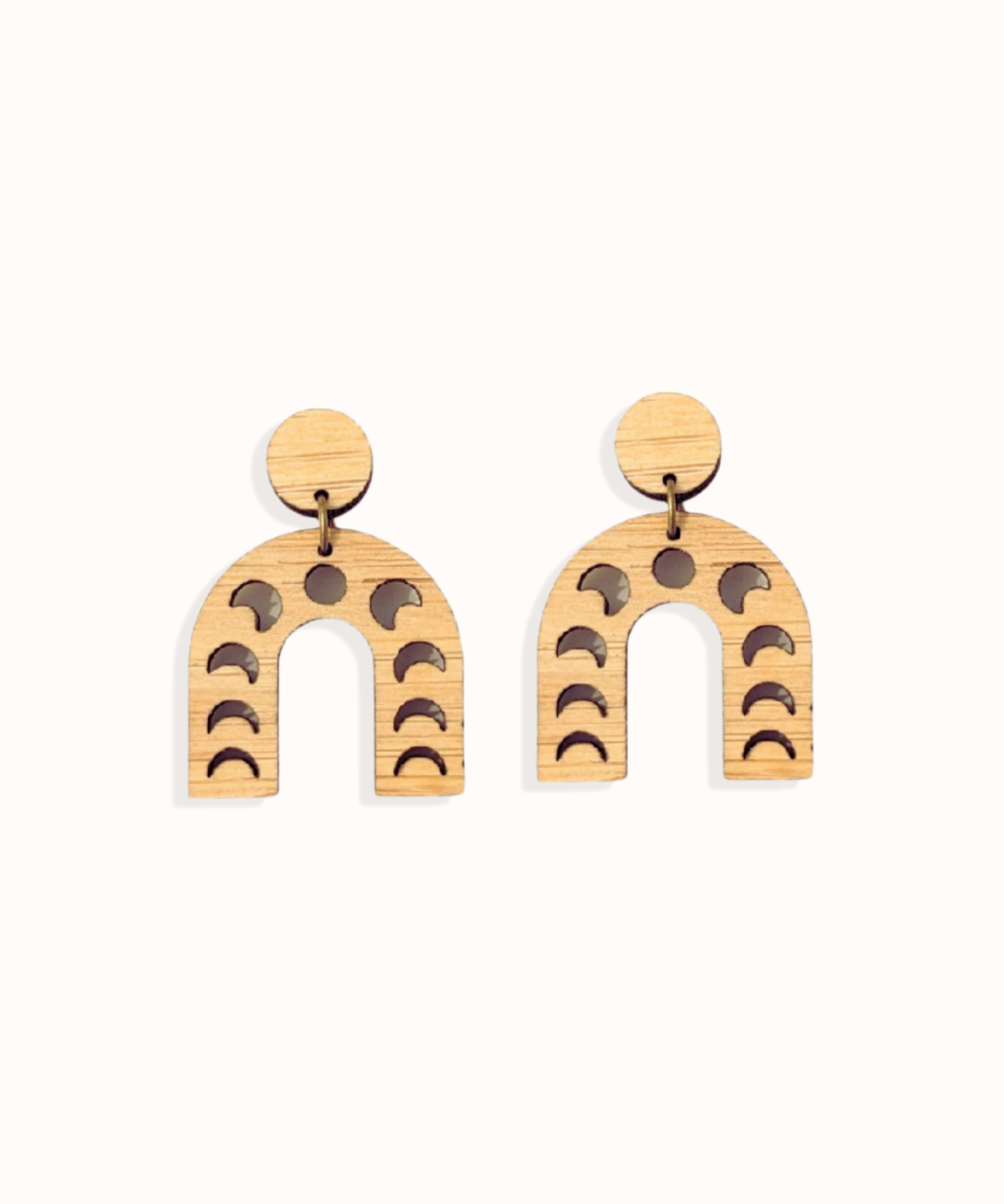 lunar moon phases drop earrings on white background