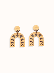 lunar moon phases drop earrings on white background