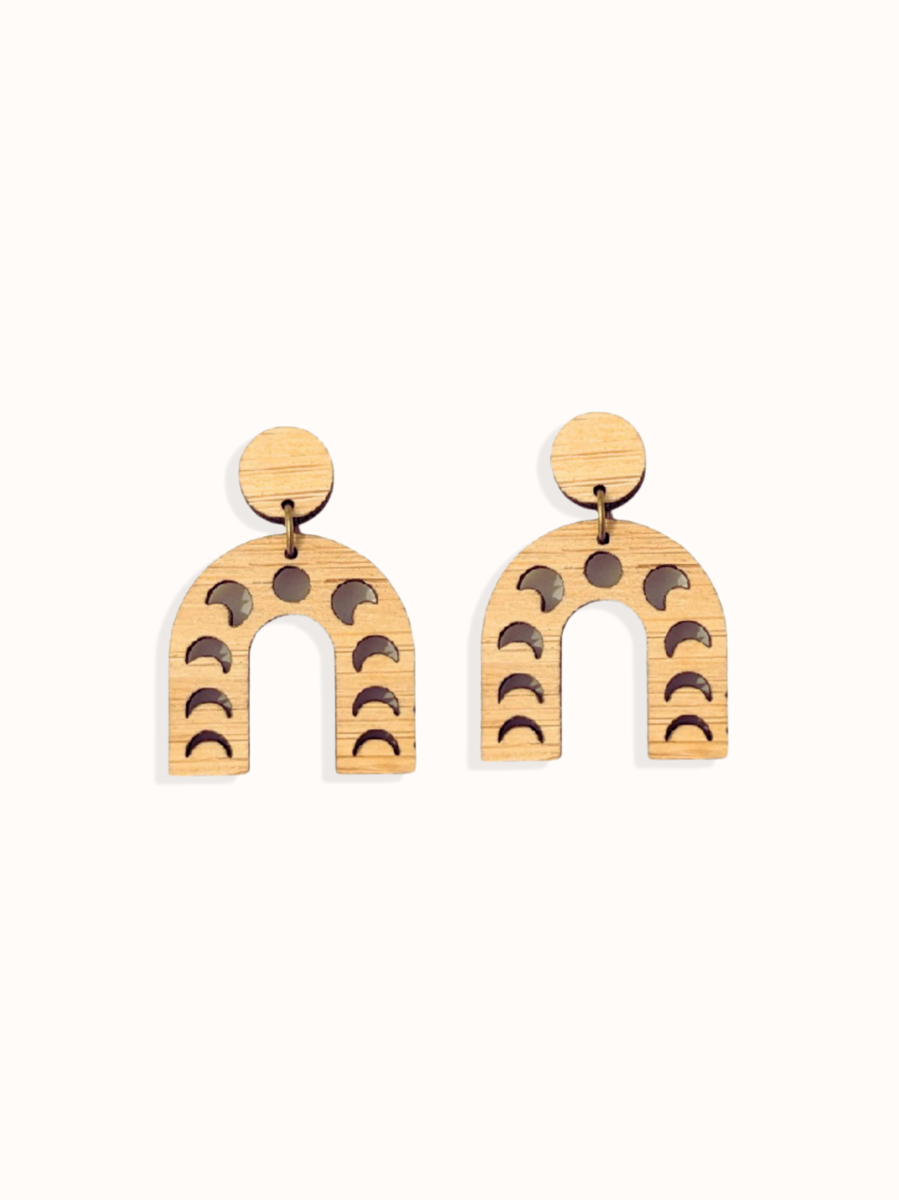 lunar moon phases drop earrings on white background