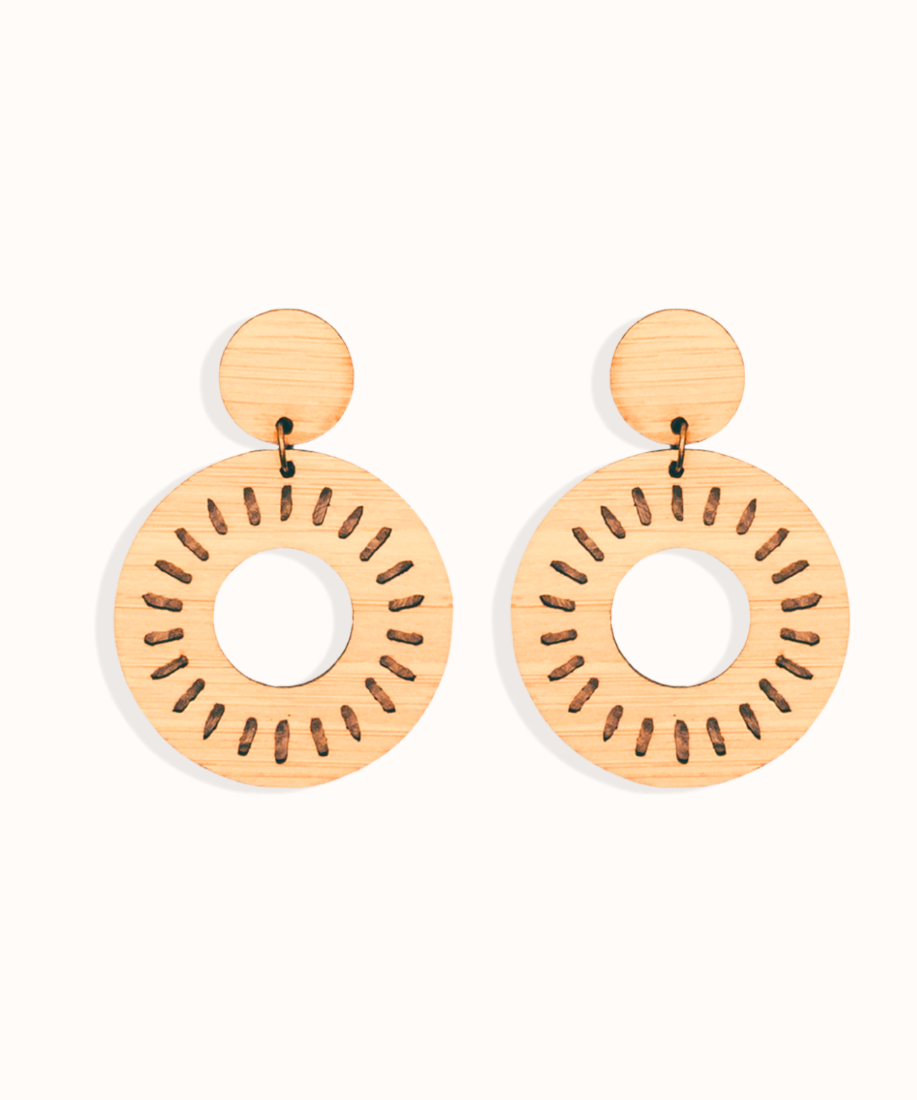 statement circle Bamboo drop Earrings on white backround