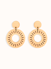 statement circle Bamboo drop Earrings on white backround